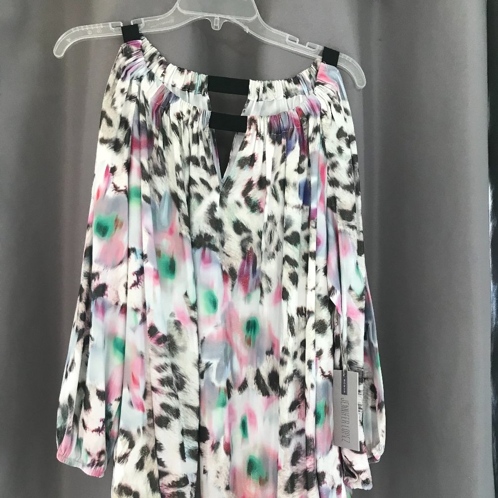 Women's Jennifer Lopez Print Cold-Shoulder Top
